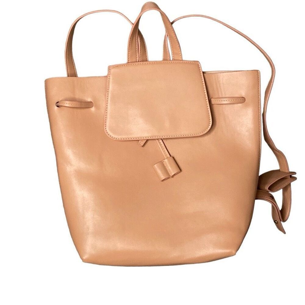 Women’s Backpack Satchel Purse Inside Zipper Pocket Peach Mauve Faux Leather - Picture 1 of 16